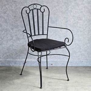 Durable Comfortable Traditional Style Wrought Iron Cafe <b>Chair</b> with Decorative Pattern <b>Stackable</b> for <b>Outdoor</b> Balcony Use-GCF110 - Product Image 2
