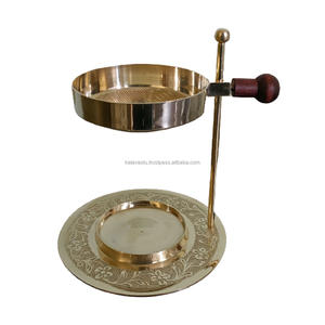 Brûleur d'huile parfumée en laiton réglable avec brûleur en résine d'encens à base en bois et diffuseur d'huile pour l'arôme de la pièce - Product Image 3