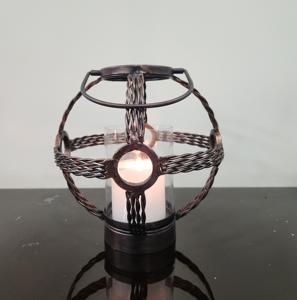 Portavelas de hierro trenzado llamativo soporte de pilar de mesa de Metal de hierro Vintage estilo de cuerda centro de mesa de fiesta de Navidad - Product Image 6