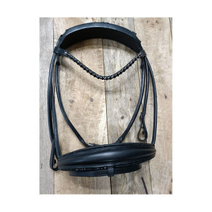 Exportateur indien Confort Anatomique Cob Taille Cristal Noir Style Occidental Bride En Cuir Véritable PVC Nylon pour Chevaux Anglais - Product Image 3