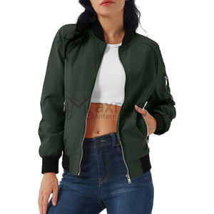 Casual <b>Lightweight</b> Canvas <b>Bomber</b> <b>Jacket</b> for <b>Women</b> Zip-up Windbreaker Outerwear with Pockets Comfortable Short Coat - Product Image 1