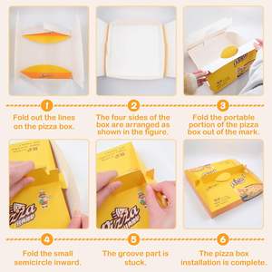 Cajas de pizza con asa Contenedores para llevar Mini cajas de pizza Embalaje para llevar Cuadrado Cartón plano Envío por correo - Product Image 5