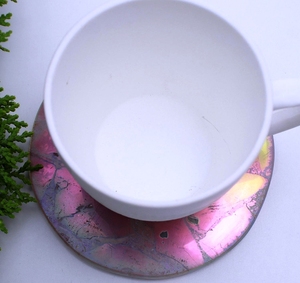 Sous-verre en quartz Angel Aura, sous-verre en cristal arc-en-ciel, décoration en pierre ronde |   Quartz Énergétique de Guérison pour Décoration Spirituelle et Cadeau - Product Image 5