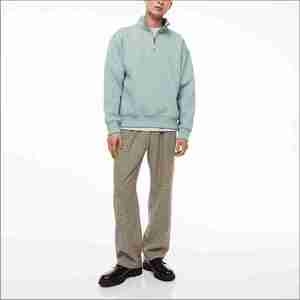 Demi fermeture éclair sweat hommes hiver chaud polaire hauts hommes sweats pull décontracté mode couleur unie sweat - Product Image 3