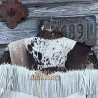 Veste à franges en cuir de Cowboy pour hommes cheveux en peau de vache élégants sur cuir véritable grande taille veste d'équitation en cuir pour garçons