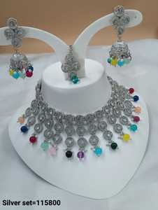 Indian Traditional Kundan Silver Plated Jewellery Set and Copper Necklace Set for Women & Girl Indian <b>Accessories</b> Jewlery Women - Product Image 4