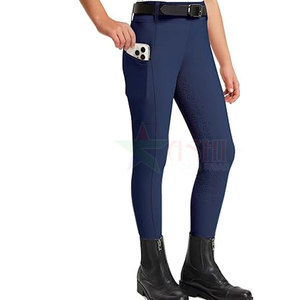 Leggings d'équitation pour femmes en gros, pantalon d'équitation à maintien complet, pantalon d'équitation pour enfants avec genouillères, imperméable, coupe-vent, en spandex/polyester - Product Image 6