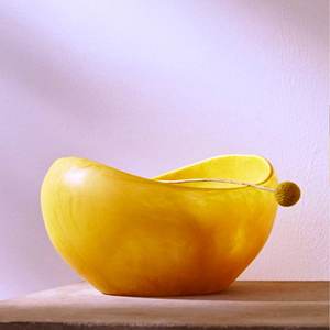 Bol en bois et résine à pied jaune de taille personnalisée fabriqué en Inde pour les occasions de fête meilleur prix en ligne - Product Image 3