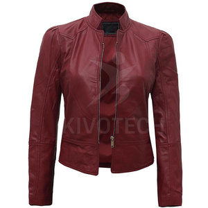 Best Selling Latest Style Women's <b>Winter</b> <b>Leather</b> <b>Jacket</b> Breathable with Stand Collar Knitted Wholesale - Product Image 1