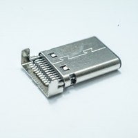 Conector USB 3.1 Tipo C Macho de Alta Velocidad, Ángulo Recto, Carcasa Empotrada DIP, Contacto Dorado, Carcasa LCP, Retardante de Llama UL94V-0, 10000 Ciclos
