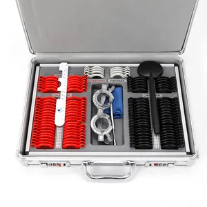 SS Fabricação Oftálmica Equipment104 pcs Optical Trial Lens Set Plastic Rim Leather Case + 1 Free Trial Frame Frete Grátis ..