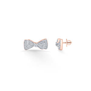 Diamond Bow <b>Rose</b> <b>Gold</b> <b>Stud</b> <b>Earrings</b> for Women - Product Image 5