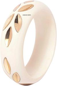 2025 nouveauté bracelet en résine ivoire fait main incrusté de feuilles de métal en laiton - Product Image 3