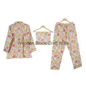 Conjunto de pijama de algodón de alta calidad para mujer, camisón ligero hecho a mano con estampado Floral, ropa de dormir suave de verano y otoño para primavera - Product Image 4