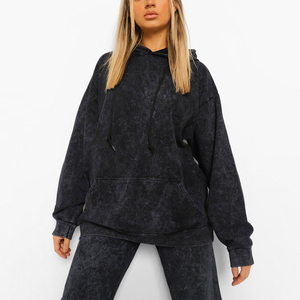 Top Trending Fashion Direct Factory Rate Ácido Lavado Chándal Para Mujeres Desgastado Peso Pesado Precio Barato Ácido Lavado Chándal - Product Image 3