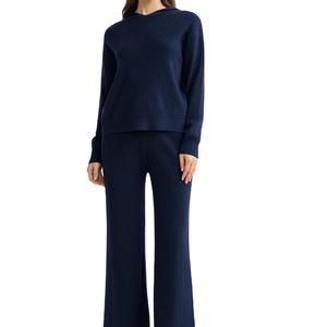 Ensemble deux pièces décontracté pour femme Printemps/Été Respirant 100% coton Tissu tricoté Longueur au-dessus du genou Col rond Imprimé uni Écologique - Product Image 1