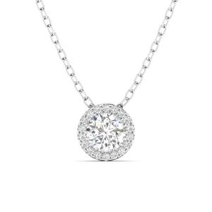 Colgante Solitario de Diamante de Corte Redondo Atemporal de 1.00 Ct, Color F, Claridad VS, Diamante Cultivado en Laboratorio en Oro de 14K para Fiesta de Compromiso - Product Image 1