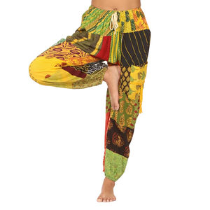 Pantalon sarouel en coton taille libre pour femmes haut confortable imprimé teint Satin élastique Logo respirant Baggy Joggers pour Yoga hiver - Product Image 1