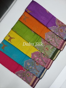 Dabu silk <b>viscose</b> <b>cotton</b> saree Best Quality Soft <b>Fabric</b> Modern Style Printed Saree with Wedding Party and Diwali Suitable - Product Image 2