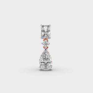 IGI Certified Radiant, Round & Pear Cut Lab Grown Diamond 3 <b>Stone</b> Drop Pendant in 9K Yellow / White & Rose Gold - Product Image 5