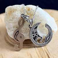 Collier unisexe minimaliste avec pendentif cœur et note de musique G Clef en argent sterling plaqué platine, chaîne serpent, pour couples, mariage, Saint-Valentin