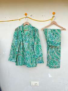 Ropa de dormir India hecha a mano 100% algodón de lujo con estampado Floral elegante informal otoño Primavera Verano vacaciones regalo perfecto ODM - Product Image 5