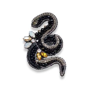 Broche de cobre de cristal de calavera con cristal y Perla bordado a mano y alambre de lingotes con cuentas regalo de fiesta de boda personalizable - Product Image 2