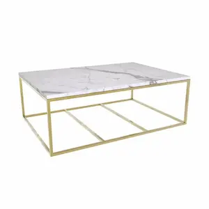 Marmer Zwart Matte Afwerking Metalen Centre Tafel