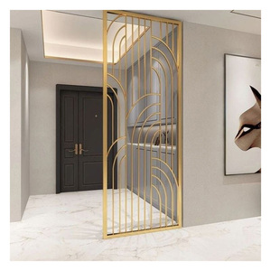 Divisor de habitación de acero inoxidable hecho a mano de primera calidad con doble tono dorado y negro para decoración interior de hogar y oficina - Product Image 4