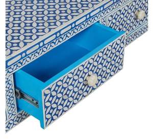 โต๊ะคอนโซลแบบ3ลิ้นชักทรงเรขาคณิตรอยัลบลูสำหรับห้องหรูหรา - Product Image 2