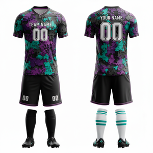 Conjunto de Uniforme de Fútbol con Diseño de Mosaico Sublimado |   Tela de Secado Rápido |   Personalización de Marca para Equipos - Product Image 3