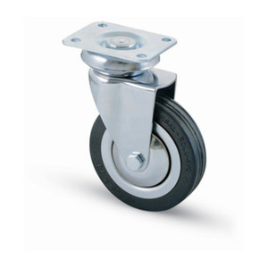 Ruota Mobile in Gomma Diametro 80 con Piastra - Product Image 1