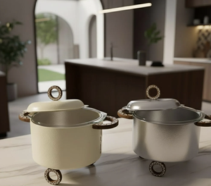 Casserole en métal de haute qualité avec poignées en acier inoxydable, couvercle en acier inoxydable émaillé, pot de buffet écologique pour la maison - Product Image 5