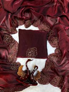 Sari ethnique traditionnel indien de style boutique avec chemisier, magnifique sari en soie fantaisie pour femmes pour les fêtes, mode indienne - Product Image 3