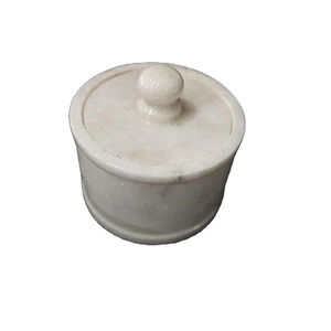 Pot à bonbons en marbre blanc avec couvercle, en onyx sculpté à la main, écologique, décoratif, style antique - Product Image 1