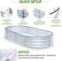 Jardinière surélevée en acier inoxydable avec revêtement en poudre, style classique, pour usage extérieur et domestique, pour légumes, fleurs, herbes, montage facile