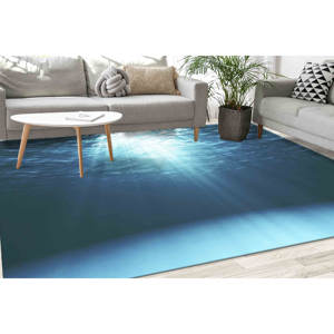 Alfombras Subacuáticas con Rayos Solares, Alfombras Azules, Alfombra Costera, Alfombra con Diseño de Paisaje, Alfombra Suave con Pelo Largo - Product Image 4