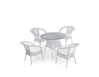 Ensemble de 4 chaises de salle à manger d'extérieur KUGU NIZIP Turquie, de haute qualité, en rotin tressé moderne avec structure en aluminium, pour hôtel