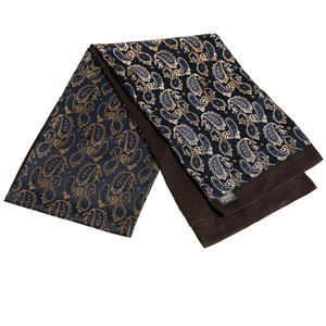 Écharpe en soie artificielle personnalisée pour homme, motif floral paisley bronze et marine, luxueuse, en stock, double couche, deux faces, chaude pour l'hiver - Product Image 2