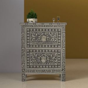 Meubles en incrustation d'os Armoire à incrustation d'os véritable de design moderne avec 7 tiroirs pour armoire à incrustation d'os de salon par gm impex - Product Image 3