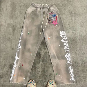 Pantalon de survêtement pour hommes en coton éponge français avec strass personnalisé Streetwear DTG imprimé Baggy surdimensionné Style évasé décontracté non tissé - Product Image 2