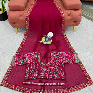 Saree ออกแบบที่สวยงามด้วยด้ายและลำดับการทำงาน - Product Image 1