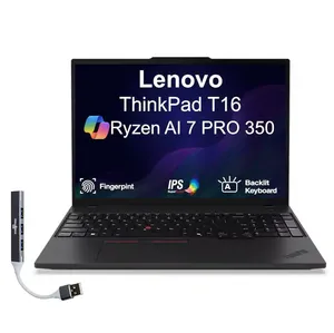 โน้ตบุ๊ก ThinkPad T16 รุ่นใหม่ จอแสดงผล 16.0 นิ้ว AI 7 PRO 350, 64GB, SSD 4TB, AMD Radeon 860M, Windows 11 Pro พร้อมฮับ USB - สีดำ - Product Image 1