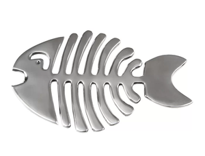 Salvamanteles de aluminio redondo de aspecto simple y elegante con diseño de pescado para sartenes calientes Decoraciones de mesa de cocina y comedor a bajo costo - Product Image 3