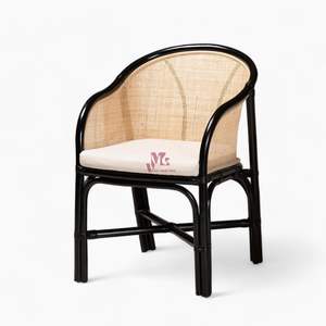 <b>Black</b> Rattan Dining <b>Chairs</b> Indoor Rattan Accent <b>Chairs</b> Comfy Armchairs for Bedroom Living Room - Product Image 1