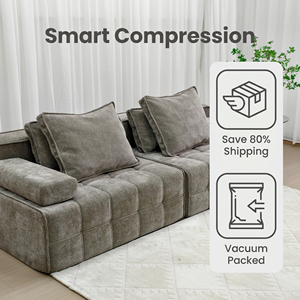 Canapé modulaire emballé sous vide, trois places, en chenille premium, pour salon, assise profonde, design sectionnel, gain de place - Product Image 5