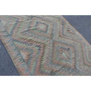 พรมปูพื้นขนแกะสไตล์ตุรกีวินเทจสีเบจสีเขียวงานเย็บปะ5.3x10.2ฟุตผ้าทอเรียบลาเท็กซ์สำหรับตกแต่งห้องนั่งเล่นรถ - Product Image 5