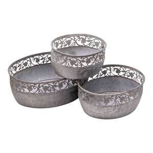 Macetas Ornamentales de Metal Galvanizado con Adornos Florales para Decoración de Jardín Estilo Granja Vintage - Product Image 1