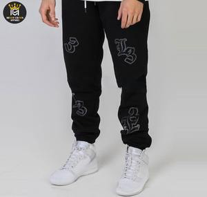 Strass hommes survêtement lavage sweats à capuche évasé pantalons de survêtement ensemble 100% coton hiver saison à capuche - Product Image 4