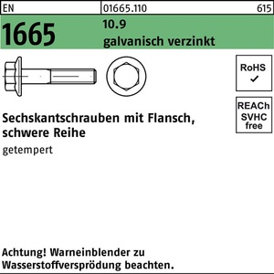 Hex <b>Bolt</b> EN 1665 M8 X 20 10.9 Electro-Galvanized 200 Pieces - Product Image 1